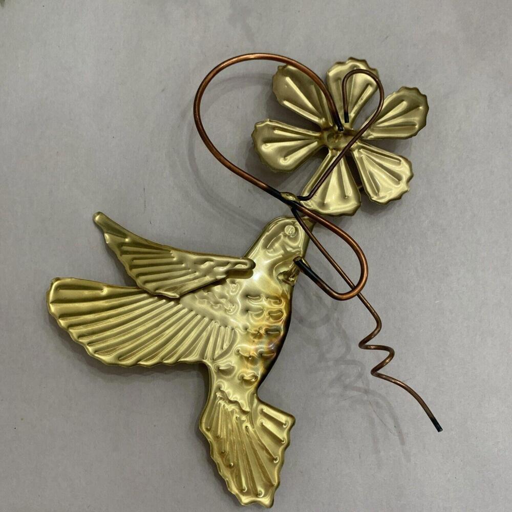 Vtg Home Interiors Flower Hummingbirds Brass Wall Hanging Homco Home Dec… - Picture 6 of 8